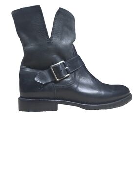 Frye Phillip Harness Ankle Boots Black Soft Vintage Leather Size 8 Women
